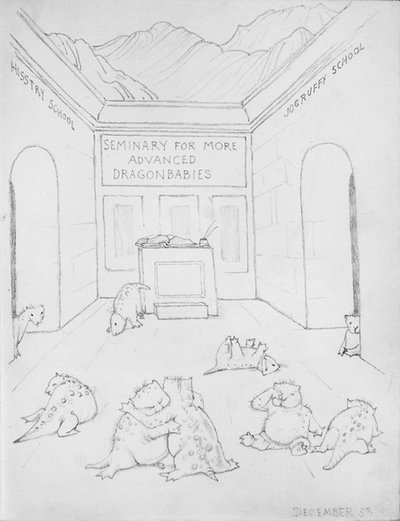 Seminário para Dragões (lápis sobre papel) de Edward Coley Burne Jones