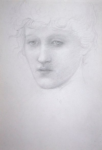 Estudo da cabeça de uma menina - Bessie Keane, c.1896 (lápis sobre papel) de Edward Coley Burne Jones