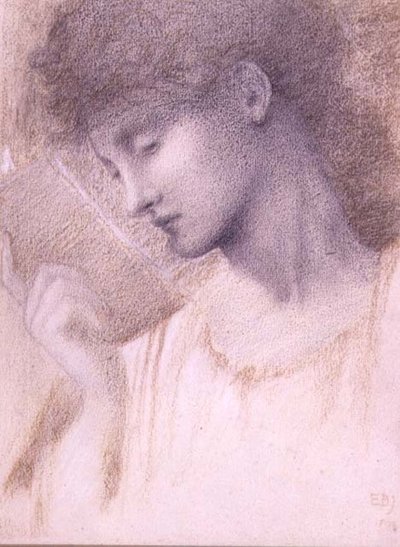 Estudo de uma cabeça (giz sobre papel) de Edward Coley Burne Jones