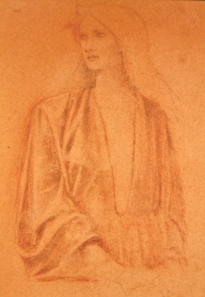 Estudo de uma menina (lápis sobre papel) de Edward Coley Burne Jones