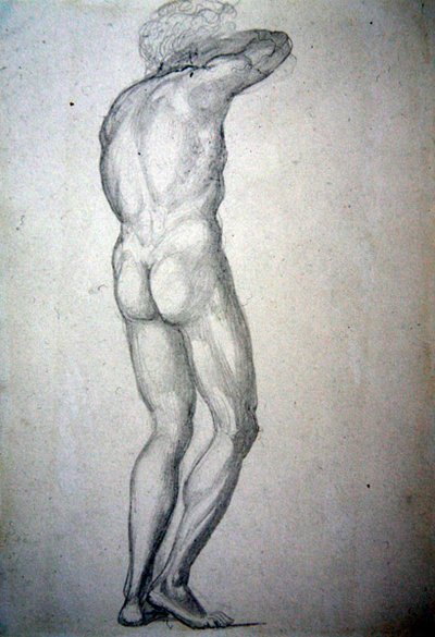 Estudo de um nu de pé, c.1873 (lápis sobre papel) de Edward Coley Burne Jones