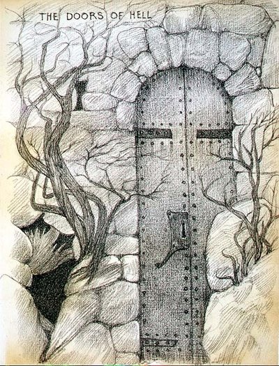 As Portas do Inferno (lápis sobre papel) de Edward Coley Burne Jones