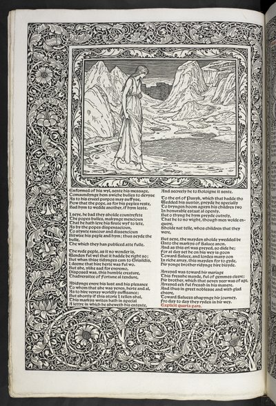 "As Obras de Geoffrey Chaucer agora impressas com imagens desenhadas por Sir Edward Burne-Jones de Edward Coley Burne Jones