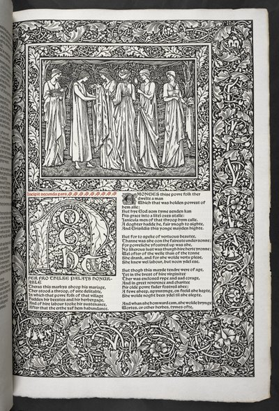 "As Obras de Geoffrey Chaucer agora impressas com imagens desenhadas por Sir Edward Burne-Jones de Edward Coley Burne Jones