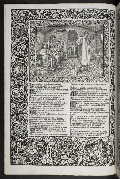 "As Obras de Geoffrey Chaucer agora impressas com imagens desenhadas por Sir Edward Burne-Jones de Edward Coley Burne Jones