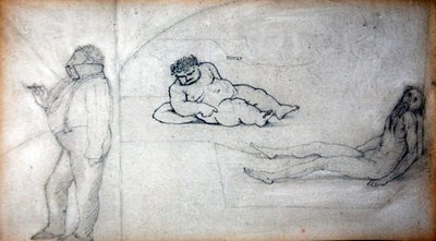 William Morris e o artista em um banho de vapor, c.1890 (lápis sobre papel) de Edward Coley Burne Jones