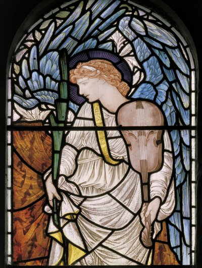 Anjo com Palm & Violino, 1877 (vitral) de Edward Burne Jones