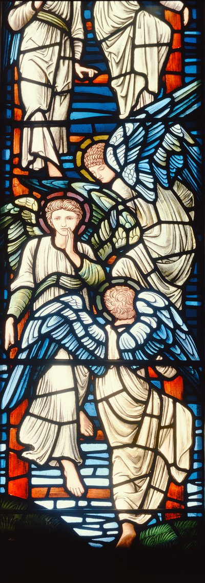 Anjos, escalando, e, descendendo, detalhe, de, jacobs ladder detalhe, de, vidro manchado, de, 120160 de Edward Burne Jones