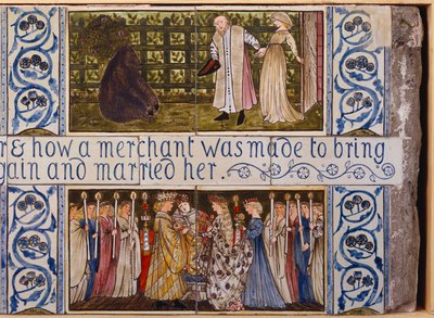 Painel de azulejos da Bela e a Fera, Morris, Marshall, Faulkner & Co., c.1867 de Edward Burne Jones
