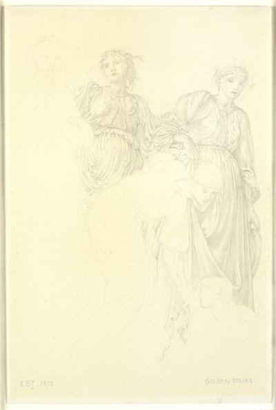 Grupo de mulheres, estudo preliminar para a pintura, The Golden Stairs de Edward Coley Burne Jones
