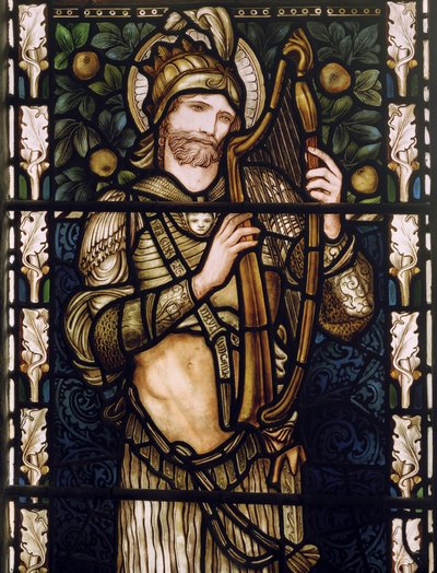 Rei David Harping, 1876 (vitral) de Edward Burne Jones
