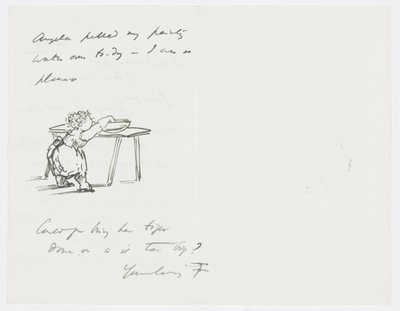Carta para a neta do artista, Angela Thirkell (lápis sobre papel) de Edward Burne Jones