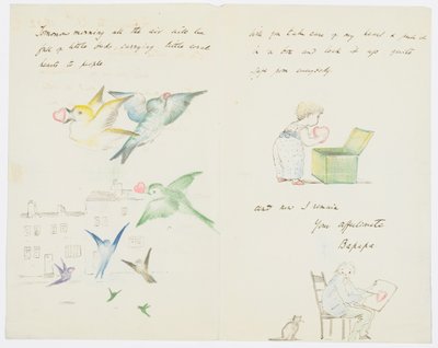 Carta para a neta do artista, Angela Thirkell (lápis sobre papel) de Edward Burne Jones