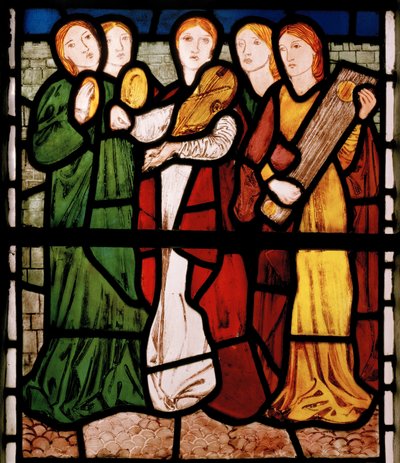 Maiden Musicians, do Song Of Solomon, 1862 (vitral) de Edward Burne Jones