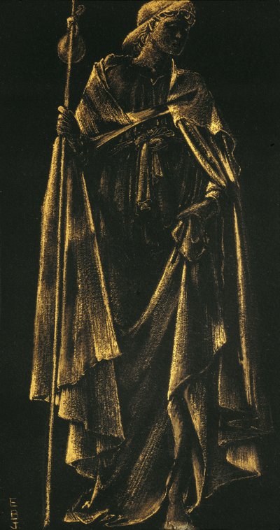 Anjo Ministrante (tinta dourada sobre papel) de Edward Burne Jones