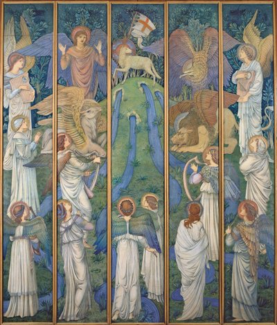 Paraíso, com a Adoração do Santo Cordeiro, c.1875-80 de Edward Burne Jones