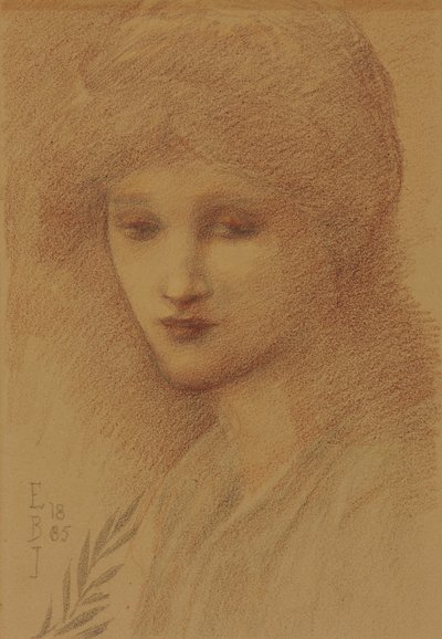 Retrato de Laura Lyttelton, nee Tennant, com os olhos abatidos, 1885 de Edward Burne Jones