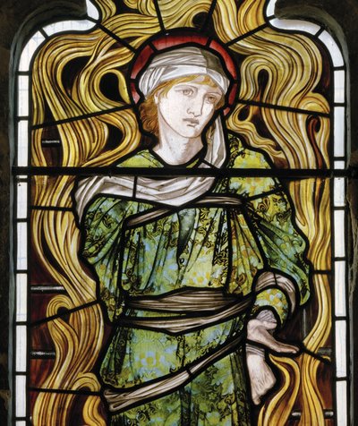 Sadraque, a fornalha ardente, janela ocidental, 1870 (vitral) de Edward Burne Jones