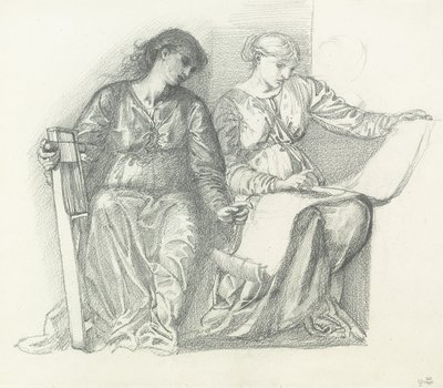 Estudo para "Música", c.1865 de Edward Burne Jones