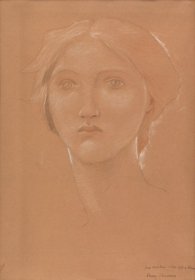 Estudo da cabeça de Margaret Burne-Jones para "King Cophetua and the Beggar Maid" (giz sobre papel) de Edward Coley Burne Jones