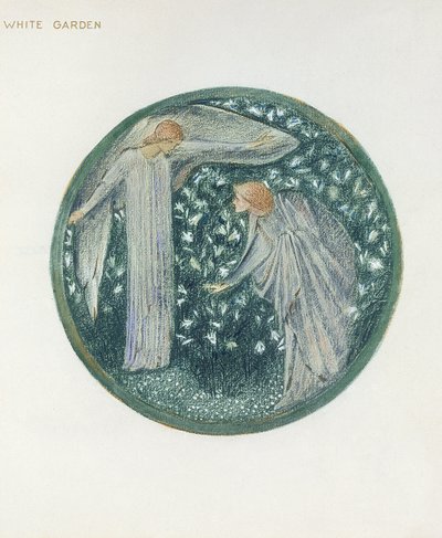 O Livro das Flores: XXXIV. Jardim Branco, 1905 (litho com guache sobre papel) de Edward Burne Jones