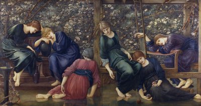 The Garden Court, da Briar Rose Series, c.1894 (óleo sobre tela) de Edward Burne Jones