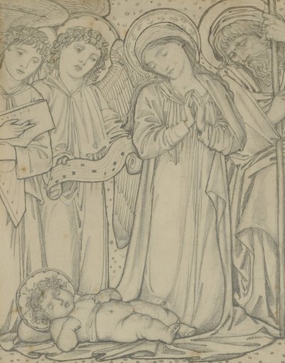 A Sagrada Família, c.1874 (giz no papel) de Edward Burne Jones