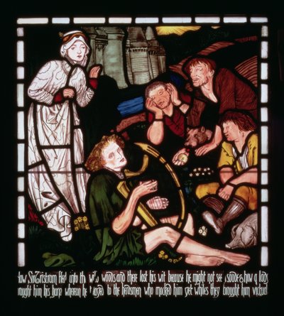 A loucura de Sir Tristan, de "A história de Tristão e Isolda", William Morris und Co. (vitral) de Edward Burne Jones