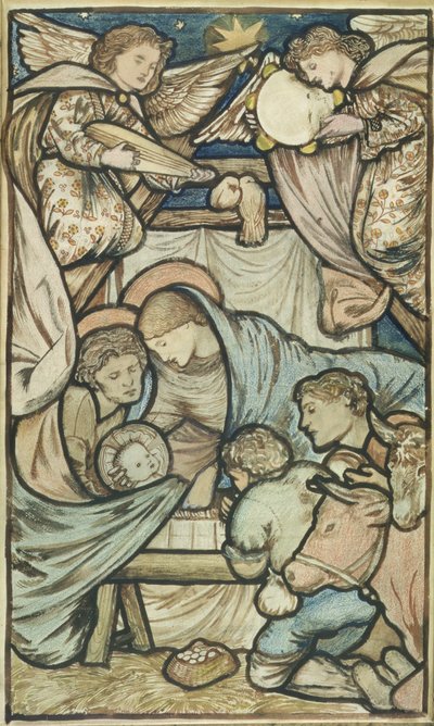 A Natividade (sépia e giz colorido sobre papel) de Edward Burne Jones
