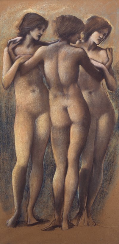 As Três Graças, c.1885 (giz no papel) de Edward Burne Jones