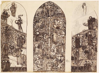 The Tree of Jesse, design para vitrais na Waltham Abbey, produzido por Powell & Co., 1860 de Edward Burne Jones