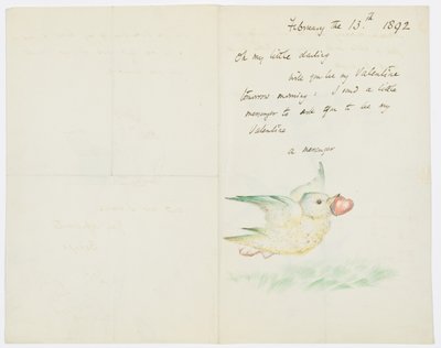 Valentine, Carta para a neta do artista, Angela Thirkell, 13 de fevereiro de 1892 de Edward Burne Jones