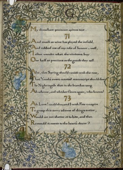 (Folio inteiro) O Rubaiyat de Omar Khayyam, versos 71 - 73. C de Edward Coley and Morris William Burne Jones