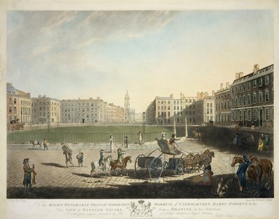 Praça de Hanover, gravada por Robert Pollard (1755-1838) e Francis Jukes (1747-1812) 1787 (ver também 20864) de Edward Dayes