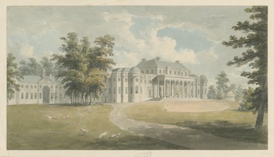 Shugborough Hall: pintura em aquarela, nd [ Final do século XVIII] de Edward Dayes