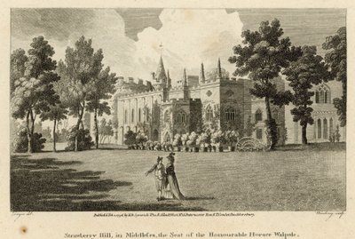 Strawberry Hill, Twickenham, Londres, a sede do Honorável Horace Walpole de Edward Dayes