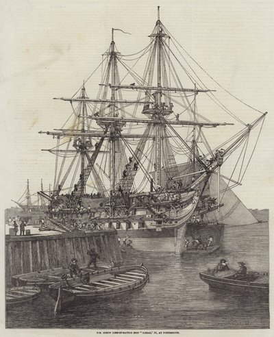 Navio da Linha de Batalha de Parafuso HM Caesar, 90, em Portsmouth de Edward Duncan