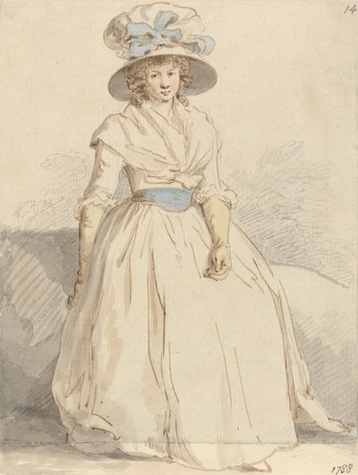 Uma jovem senhora sentada vestindo um vestido branco de Edward Edwards