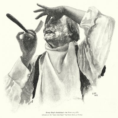 Homem a barbear-se (litografia) de Edward Ertz