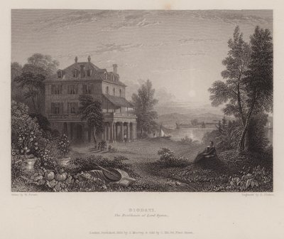 Villa Diodati, a residência de Lord Byron (gravura) de Edward Francis (after) Finden
