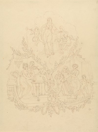 Figuras Femininas e Instrumentos Musicais Putti Tocados de Edward Francis Burney