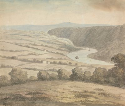 Paisagem do Rio com Barcos de Edward Francis Burney