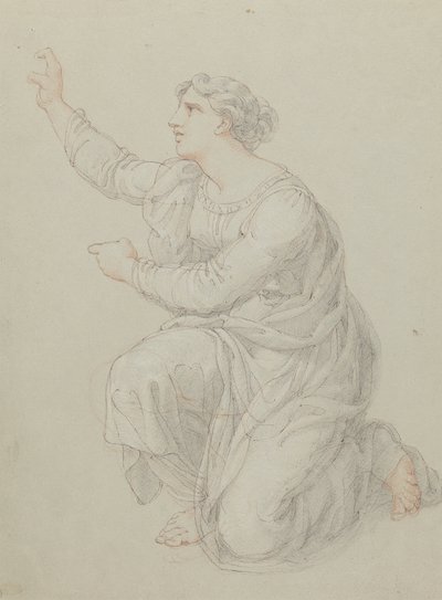 Estudo para a Figura de Ajoelhamento de Priscilla de Edward Francis Burney