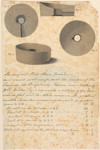 Estudo da Pedra de Moinho Romana Antiga (?) de Edward Francis Burney