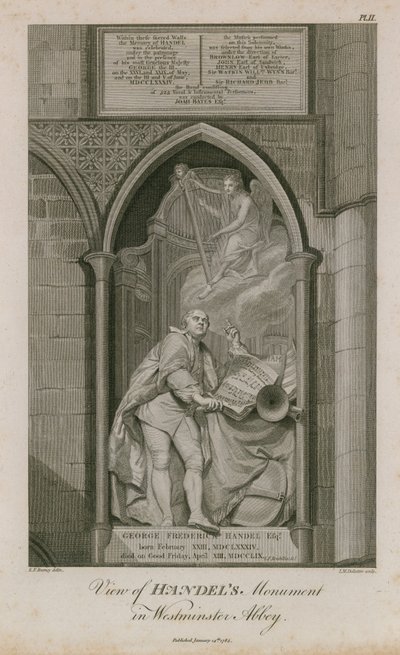 Vista do monumento de Handel na Abadia de Westminster de Edward Francis Burney