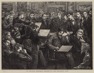A festa de um artista, um esboço no Hogarth Club de Edward Frederick Brewtnall
