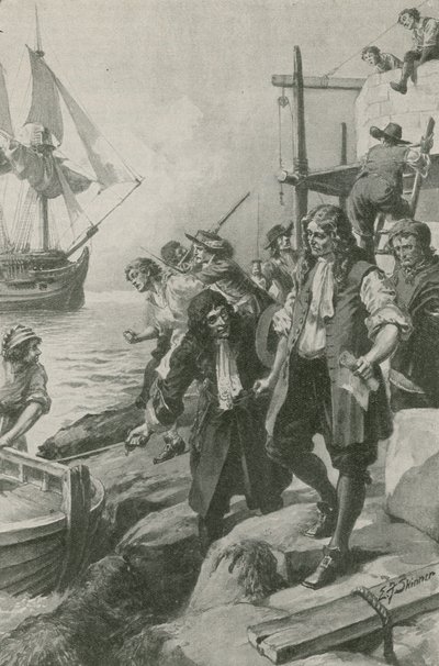 Winstanley levado por piratas (litografia) de Edward Frederick Skinner