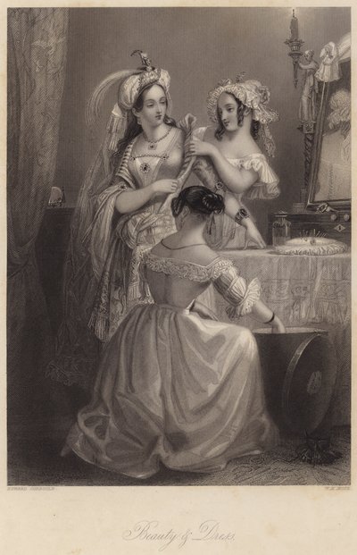 Beleza e Vestido (gravura) de Edward Henry (after) Corbould