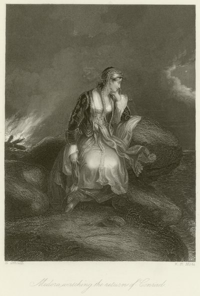 Medora assistindo o retorno de Conrad de Edward Henry Corbould
