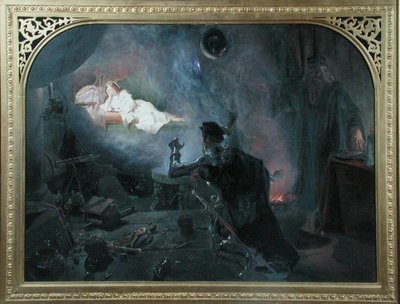 O Conde de Surrey "Contemplando a Fayre Geraldine no Espelho Mágico". de Edward Henry Corbould